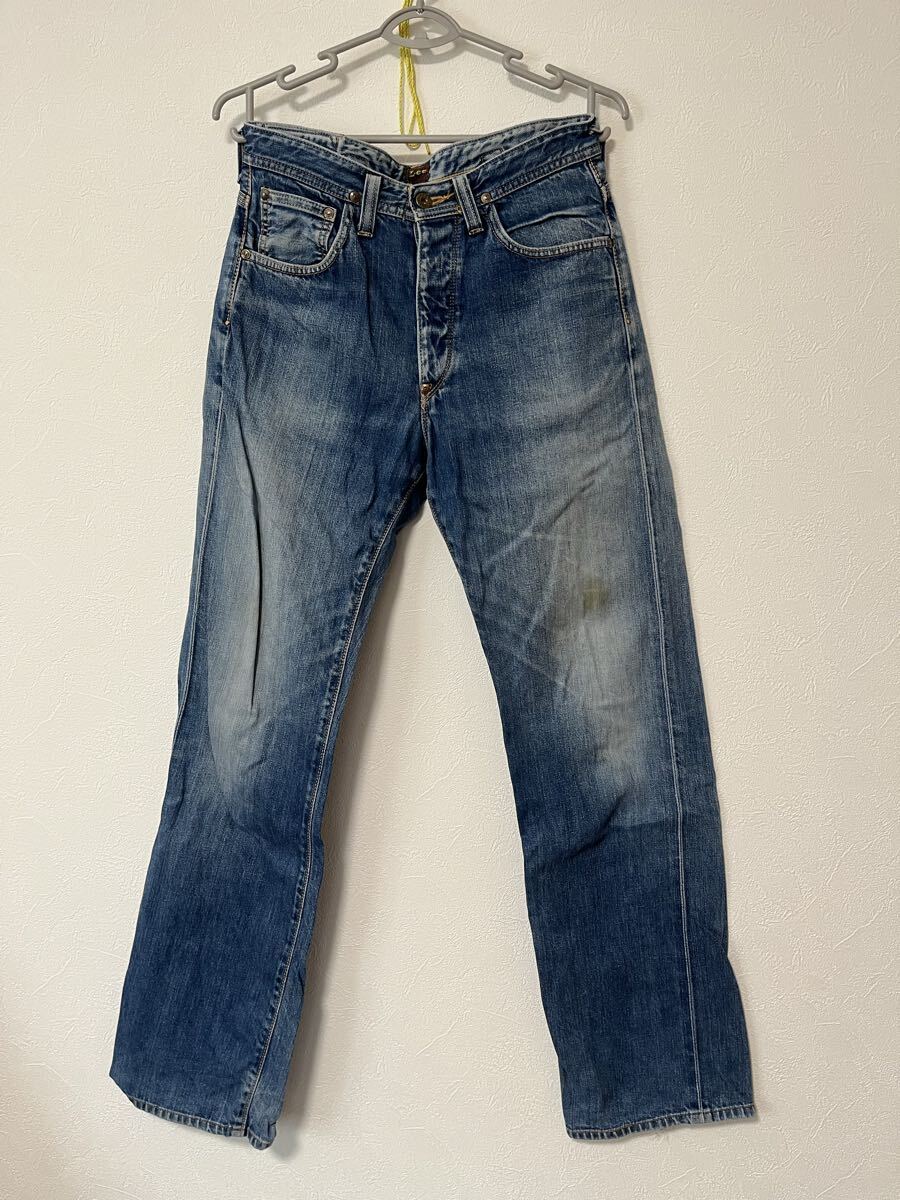 送料無料 復刻ジーンズ LEE 101B ヘアオンハイド W30シミほつれあり  ジーパン 古着 アメカジ拍卖
