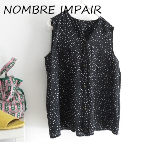 料込 匿名配送 NOMBRE IMPAIR ノンブルアンペール ノースリーブ シャツ シフォン拍卖