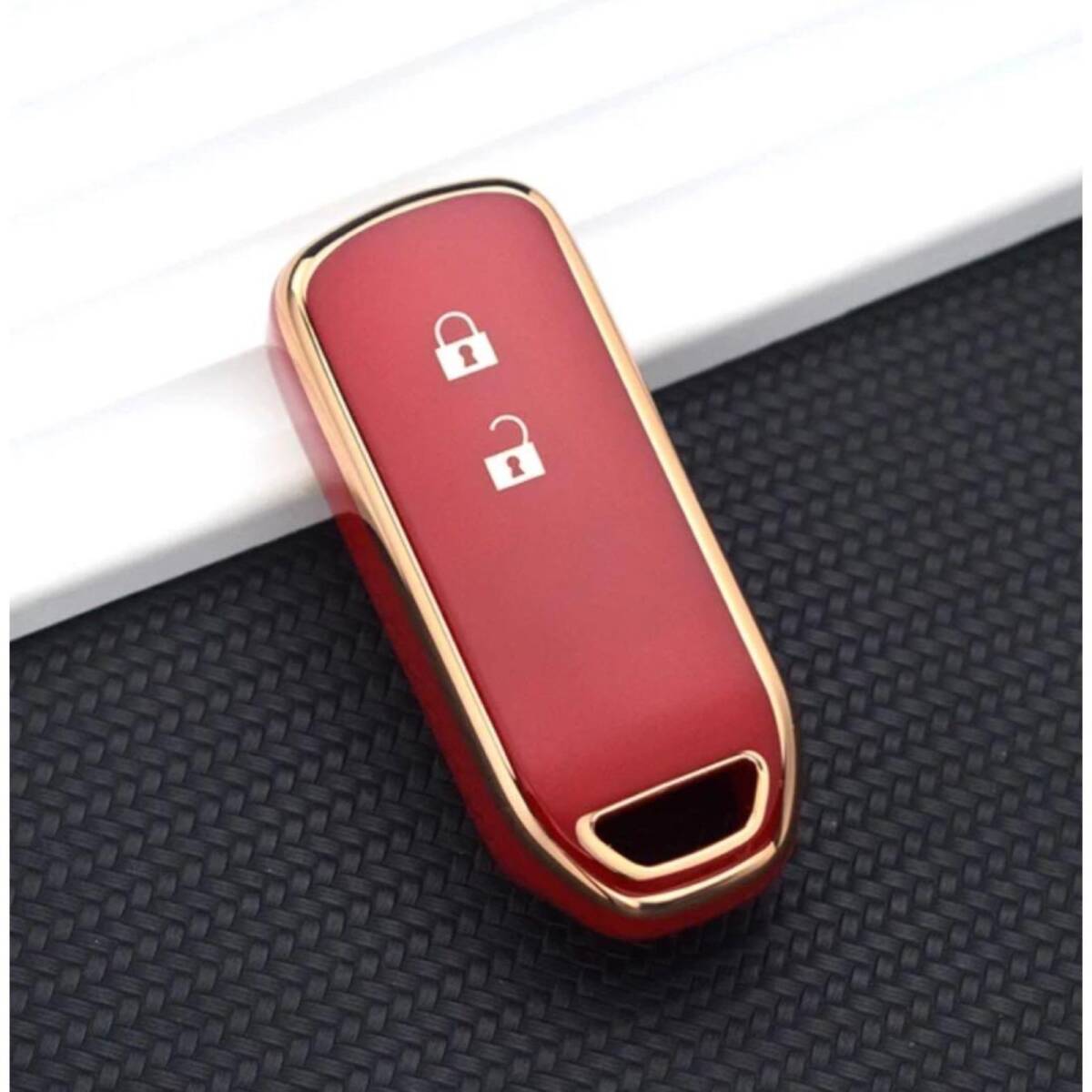 ホンダ スマートキーケース TPU キーカバー N-BOX N-ONE N-VAN 2ボタン レッド×ゴールド拍卖