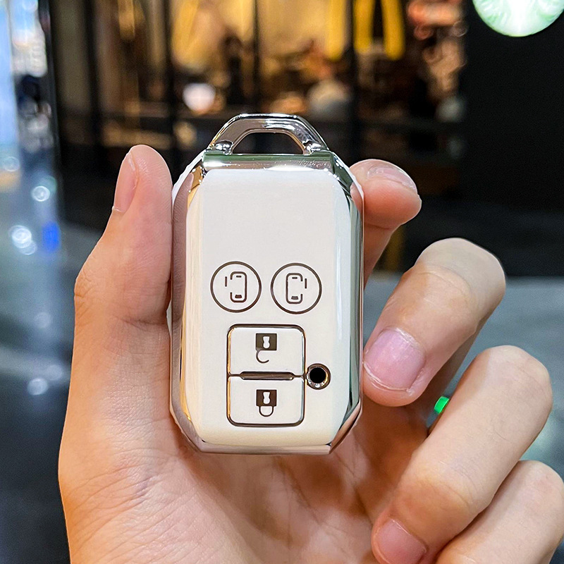 スズキSUZUKI スマートキーケース TPU キーカバー ハスラー スペーシア ワゴン ソリオ ホワイト×シルバー拍卖
