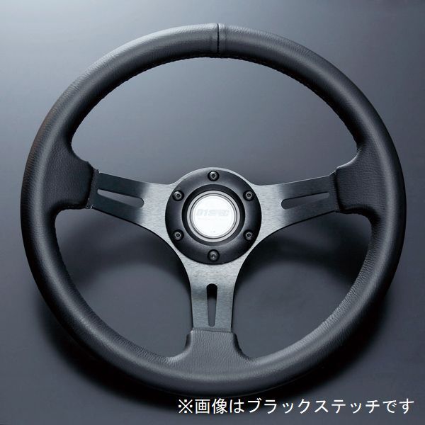 D1SPEC ステアリング DEEP60 32.5パイ ブラックスポーク/ブラックステッチ ブラックレザータイプ拍卖