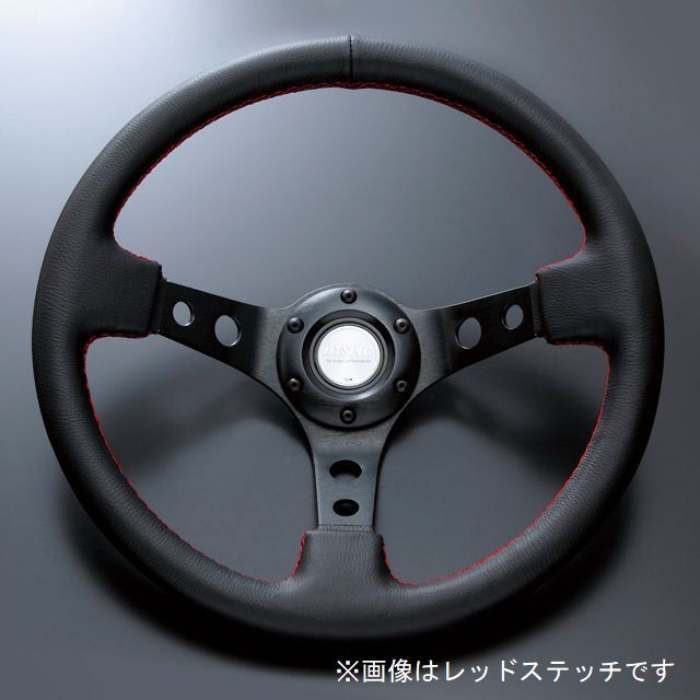 D1SPEC ステアリング DEEP70 33パイ ブラックスポーク/ブラックステッチ ブラックレザータイプ拍卖