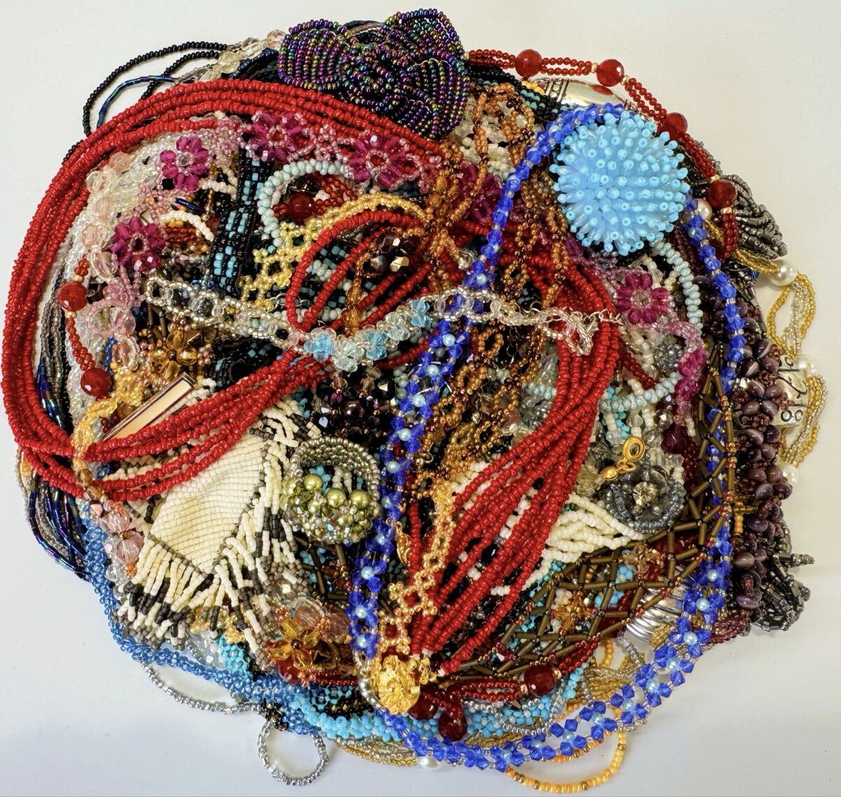 ビーズ ガラス 水晶 天然石 メノウ ネックレス ブレスレット リング 指輪 アクセサリー イミテーション 710g拍卖