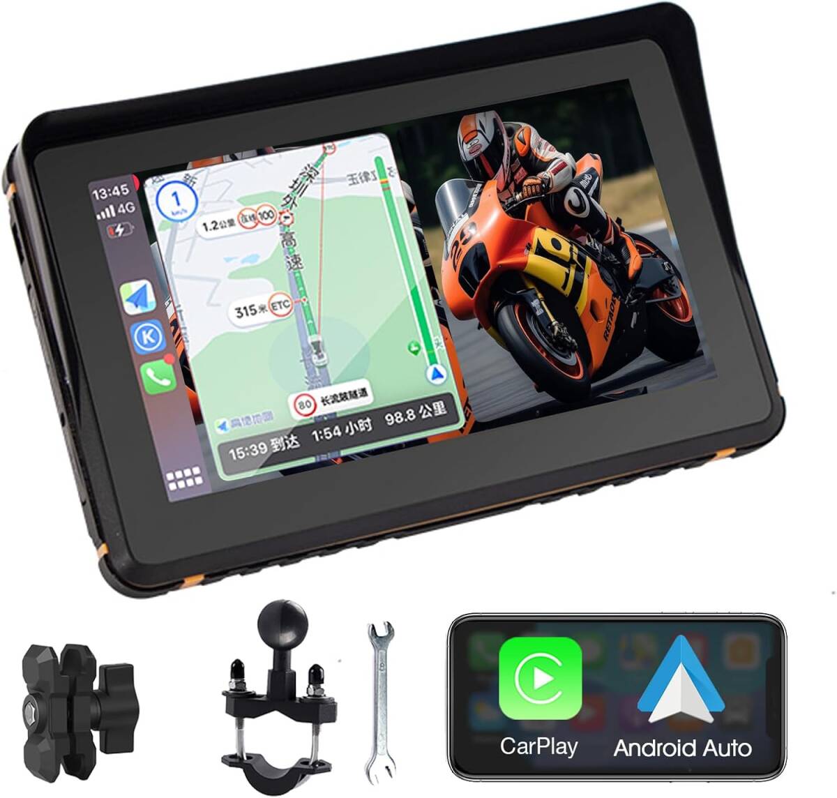 ポータブル7インチタッチスクリーン搭載バイク専用ナビゲーター、carplay バイク用拍卖
