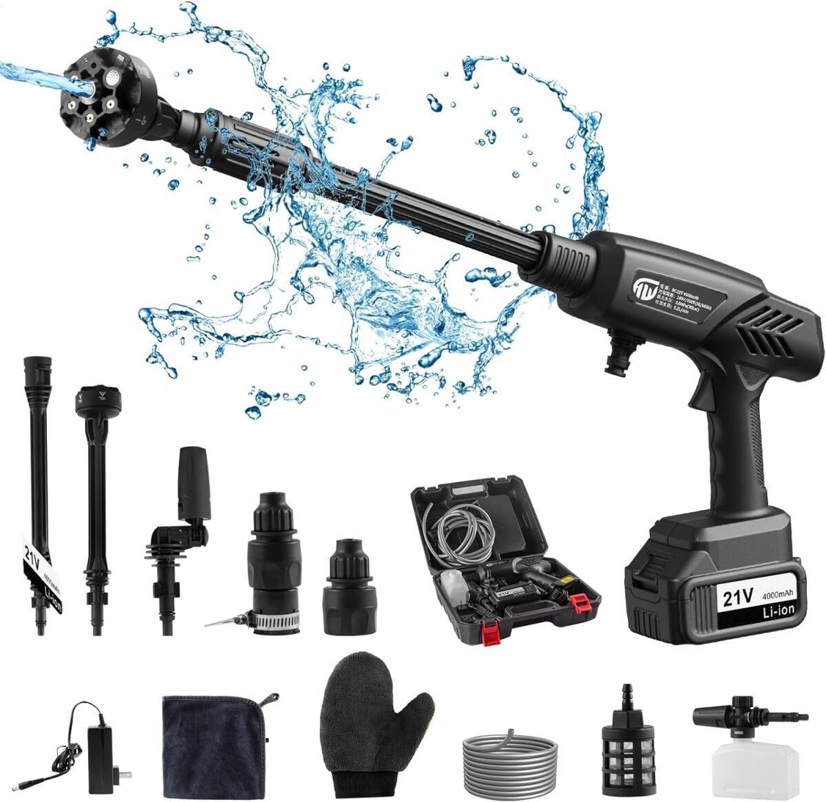高圧洗浄機 コードレス 充電式 家庭用 洗車 大容量バッテリー付き拍卖