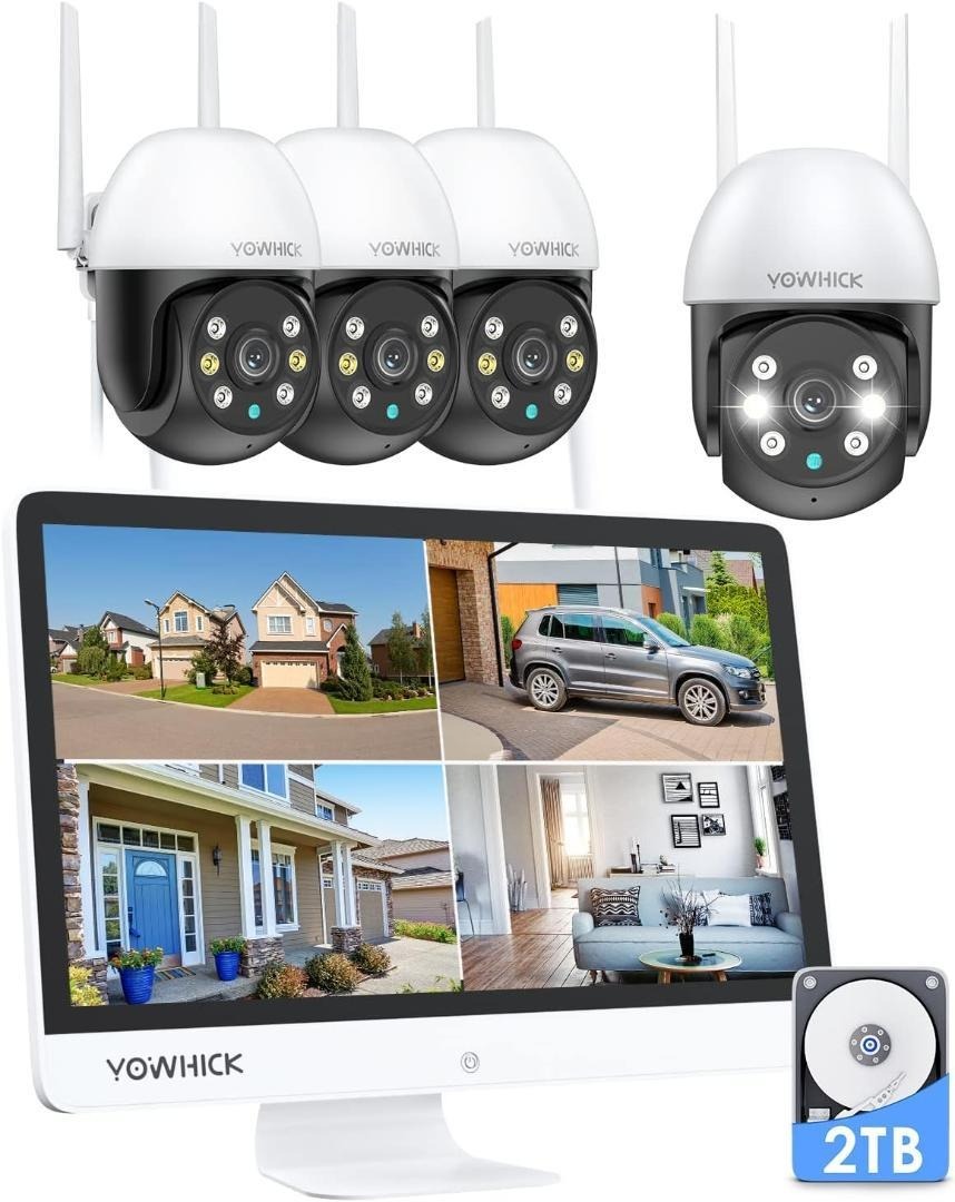 防犯カメラ 屋外 ワイヤレス 2TB HDD内蔵WiFiカメラ 夜間カラー撮影搭載 360°広角撮影 AI動体検知拍卖