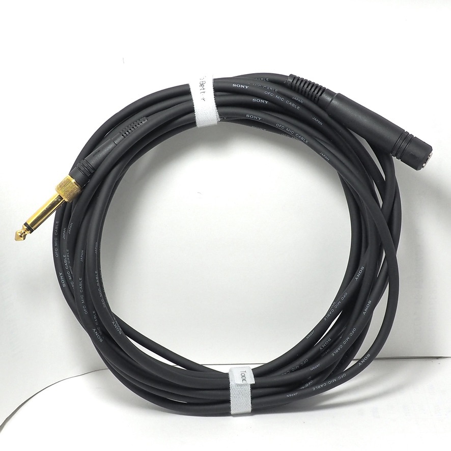 送料180円 ソニー 6m延長ケーブル 楽器/マイク用OFCケーブル モノラルミニプラグ→標準フォンプラグ変換アダプタ付 状態良好拍卖