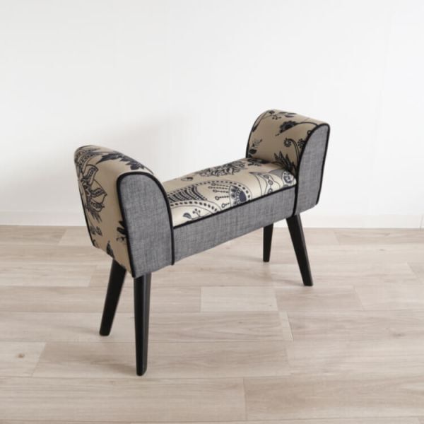 【本州送料無料】新品 スツールベンチ グレー&エスニック クッションチェア 椅子 グレー 腰掛 イス 椅子 スリム スツール 【S】拍卖