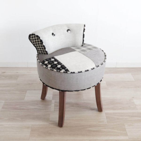 【本州送料無料】パッチワークデザインチェアー ライトグレー 椅子 イス スツール パッチワーク 腰掛 インテリア おしゃれ拍卖