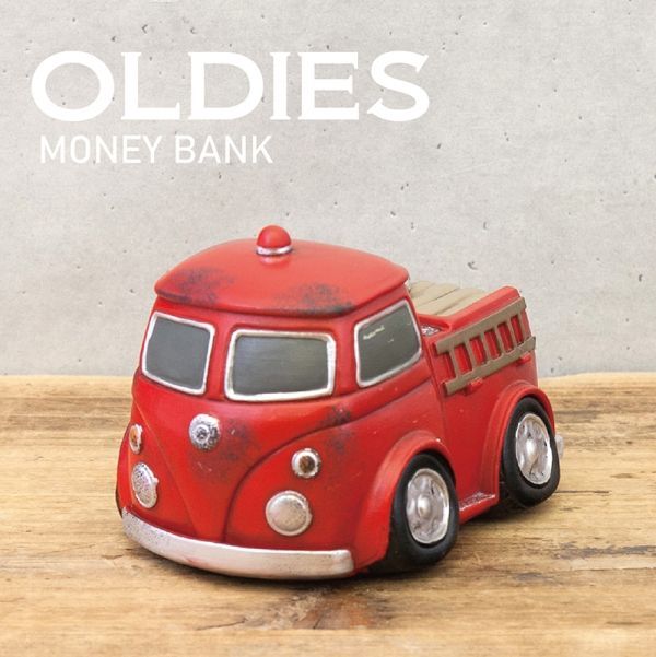 貯金箱 マネーバンク 消防車 レッド 赤 コインバンク 置物 オブジェ インテリア 飾り 雑貨 プレゼント ギフト拍卖