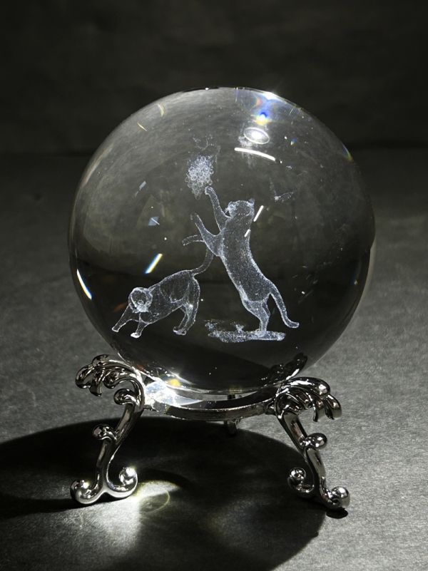 ネコ雑貨 ガラス玉 3D キャット クリスタルボール 猫 ネコ オブジェ インテリア 飾り 小物 かわいい おしゃれ ギフト プレゼント拍卖