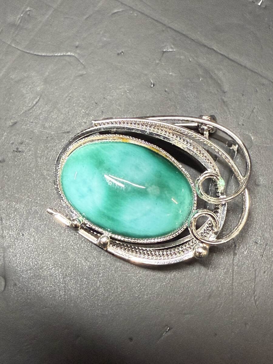 ★コレクター必見 ビンテージ ブローチ シルバーカラー カラーストーン 緑 レディース アクセサリー 飾り レトロ コレクション GT297拍卖