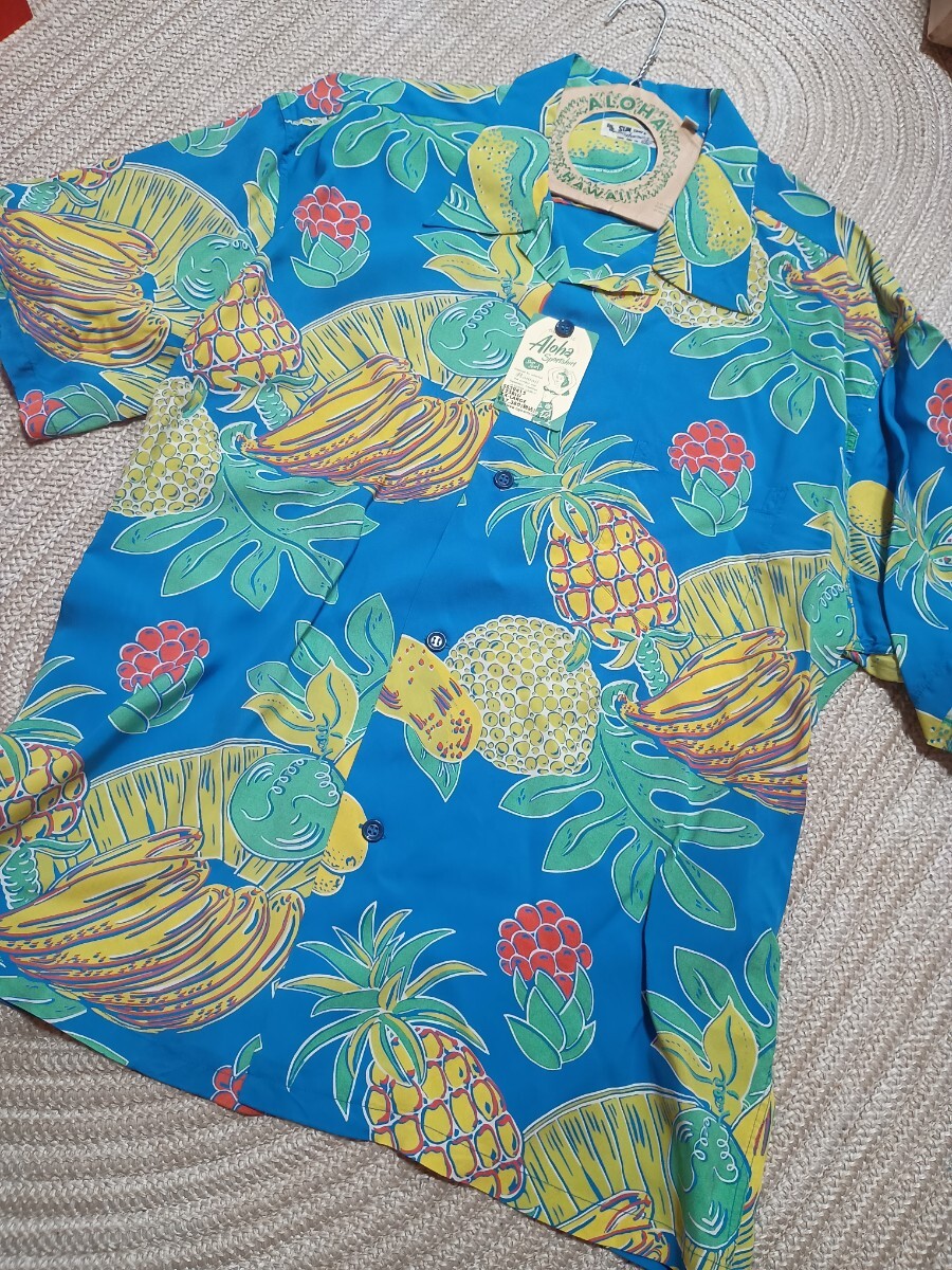 新品 日本製 SUN SURF サンサーフ アロハシャツ XXL 東洋エンタープライズ レーヨン ハワイアン パイナップル 半袖 ブルー MADE IN JAPAN拍卖
