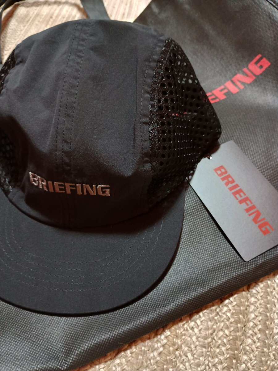 新品 BRIEFING ブリーフィング 軽量 サイドメッシュ ドローコード キャップ ブラック 刺繍 黒 帽子 メッシュ フリーサイズ メンズ 未使用拍卖