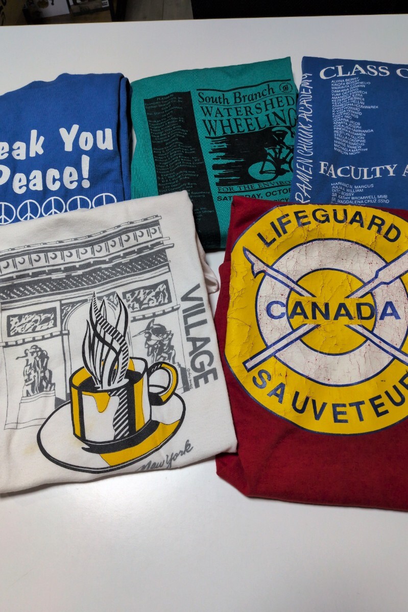 シングルステッチ Tシャツ 5枚セットXL 80s 90'sビンテージ 古着企業ロゴ カレッジ系 グラフィック 洗濯済み拍卖