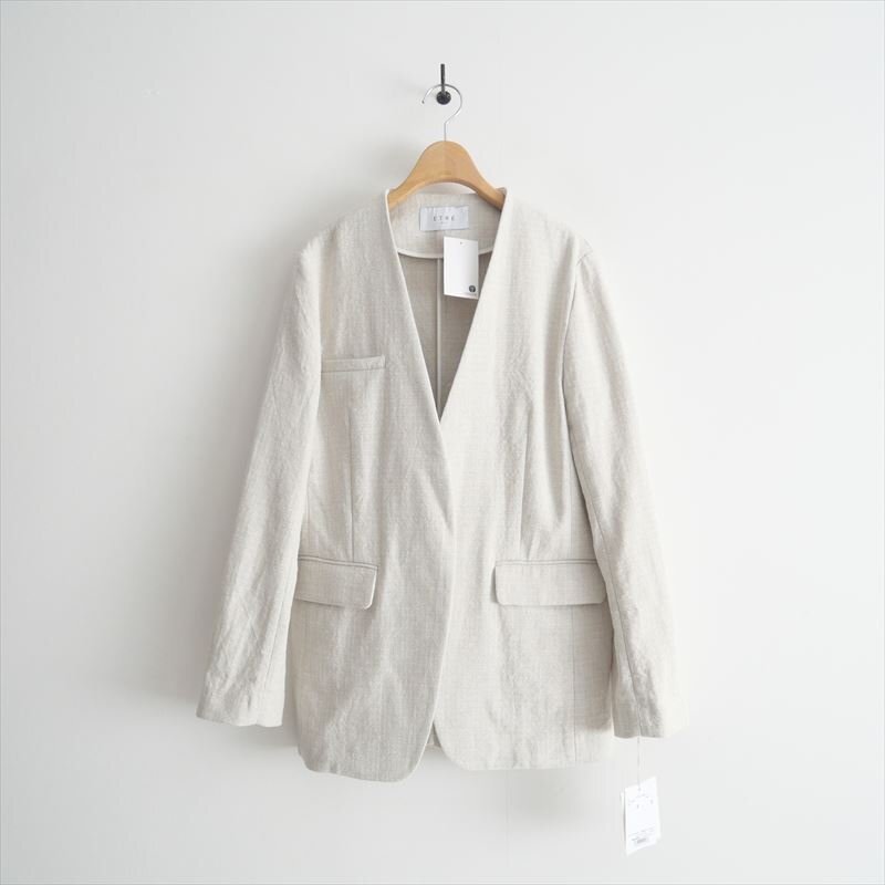 2025SS / 未使用 / ETRE TOKYO エトレトウキョウ / リネンノーカラージャケット S / 1225201089-0 / 2507-0550拍卖