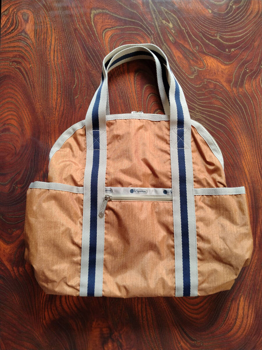 レスポートサック「ダブルトラブルバックパック」(薄型リュックサック) 無地 ( E135 キャラメルデニム )拍卖