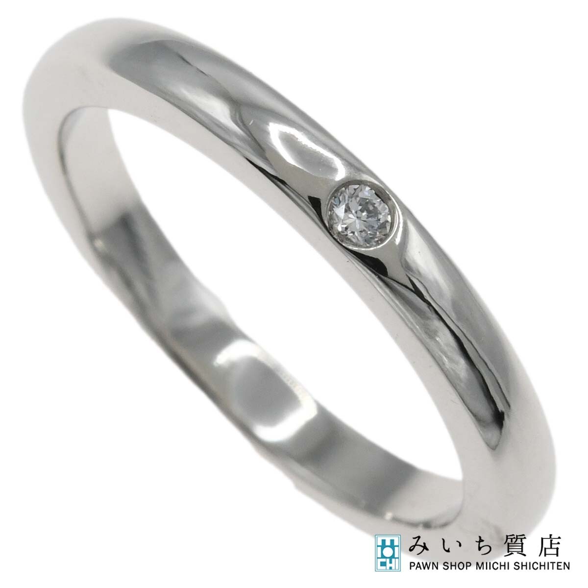 質屋 H5537 仕上げ済 TIFFANY&Co. ティファニー リング 約7.5号 ダイヤ pt950 1P 約4.3g ジュエリー H5537 みいち質店拍卖