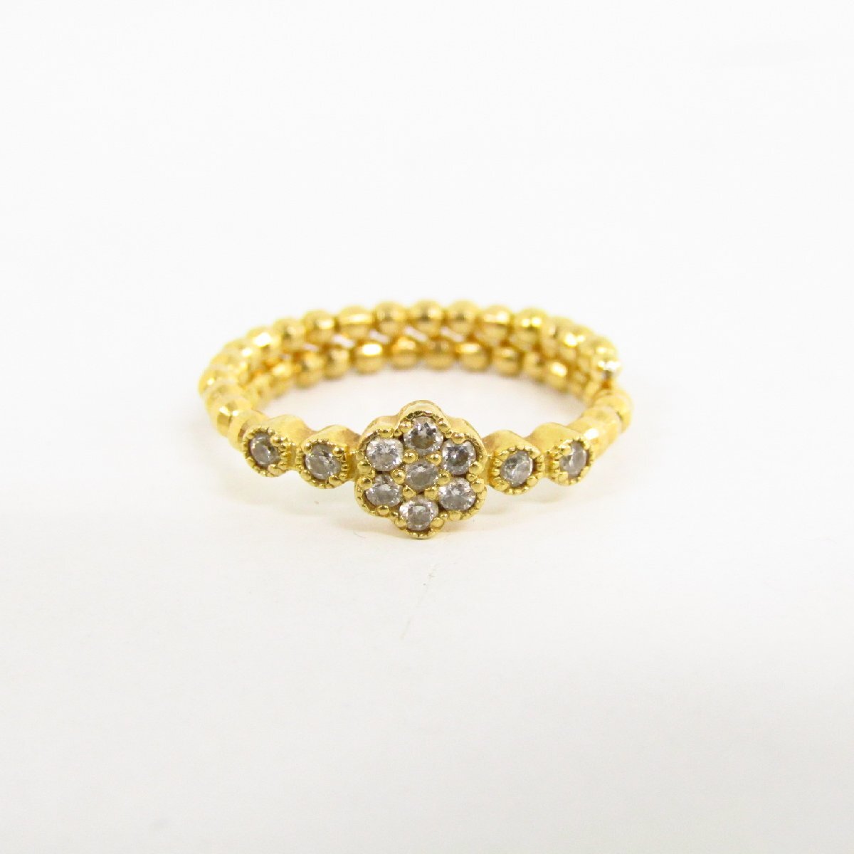 K18 金 リング 指輪 約1.4g 約8号 メレダイヤモンドリング 0.14ct ▼AC26501拍卖