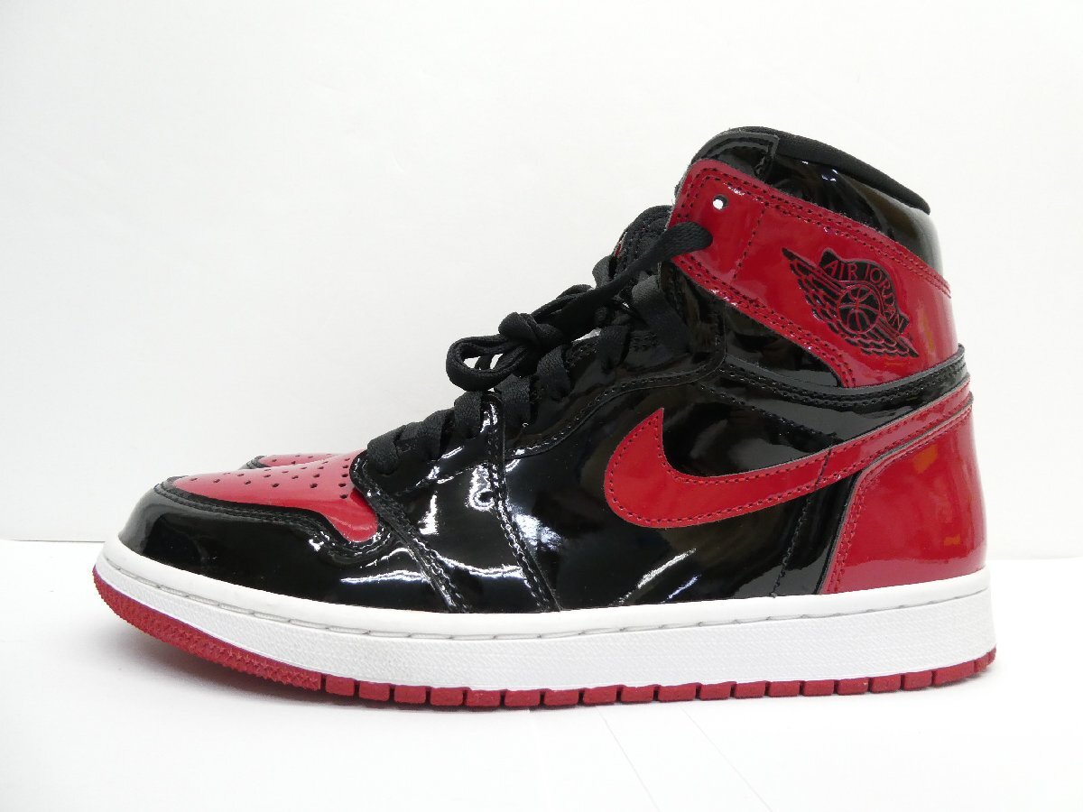 ナイキ NIKE AIR JORDAN 1 RETRO HIGH OG Patent Bred 555088-063 size:27.0cm スニーカー 靴 △WT4538拍卖