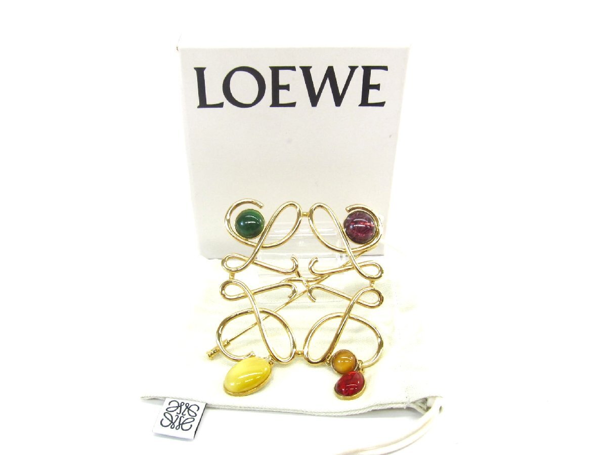 LOEWE ロエベ アナグラム カラーストーン ブローチ ∠UP5209拍卖