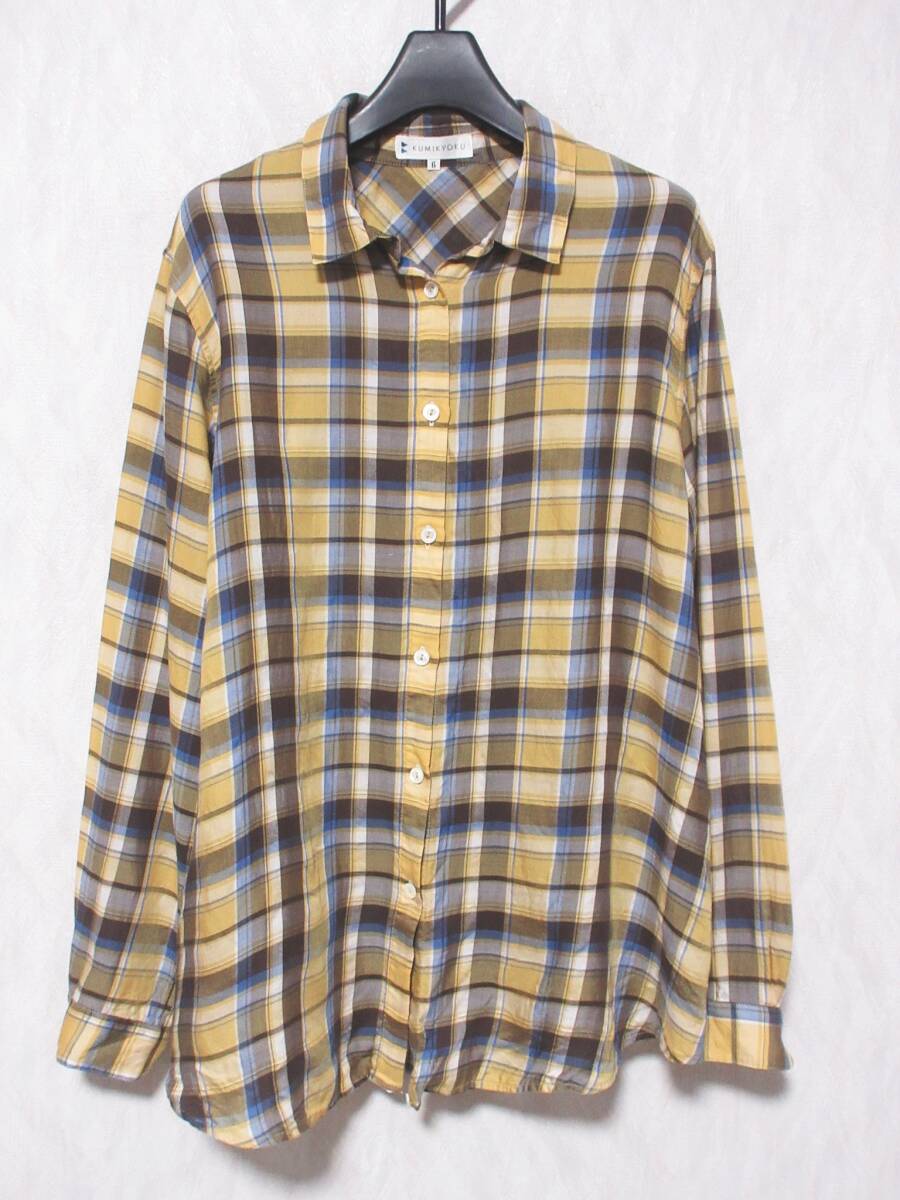 KUMIKYOKU 組曲 チェック 長袖 シャツ レディース 6 大きいサイズ yg7414拍卖