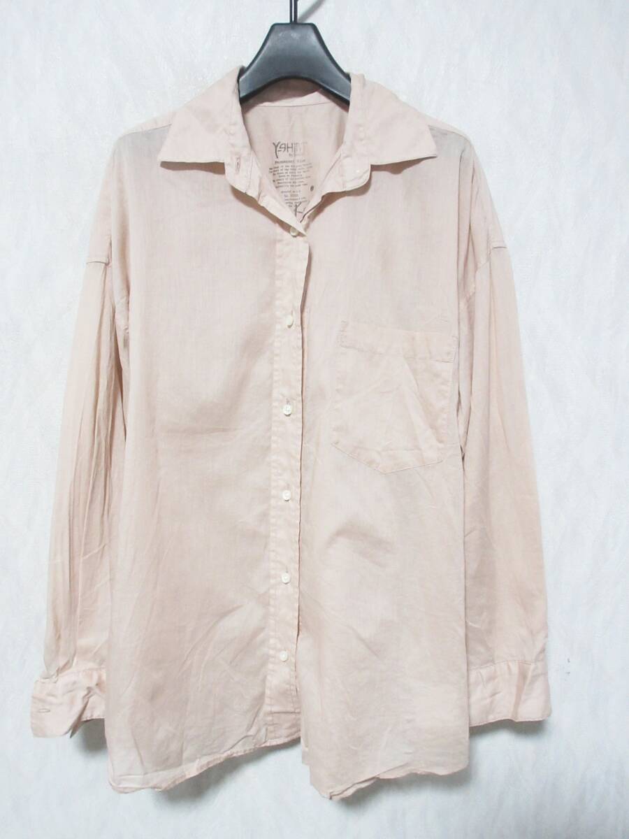 YANUK ヤヌーク Y-SHIRT ダブルガーゼ コットンシャツ レディース M ピンクベージュ yg7461拍卖