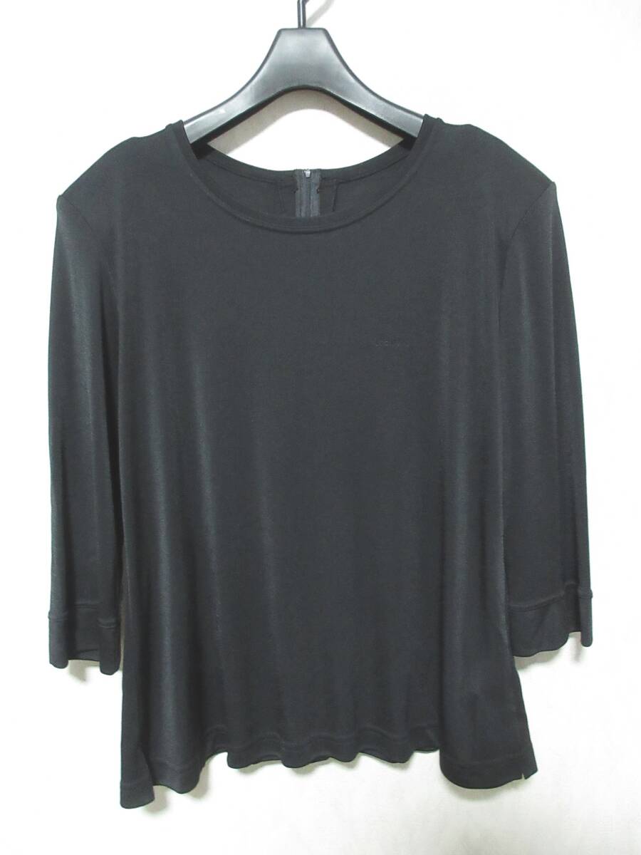 LEONARD レオナール ロゴ 七分袖 カットソー レディース M ブラック yg7475拍卖