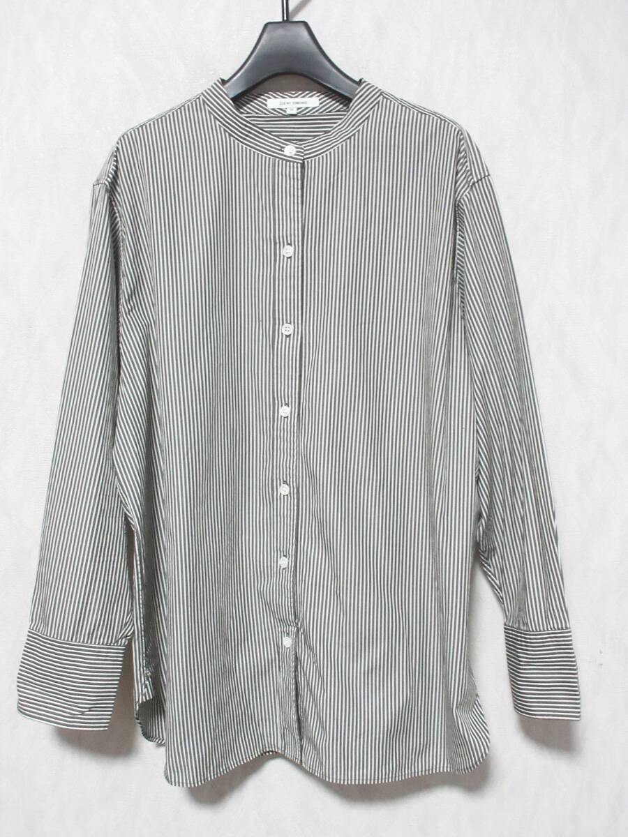 23区 MY STANDARD ストライプ 長袖 ロングシャツ レディース 44 大きいサイズ ホワイト チャコール yg7489拍卖