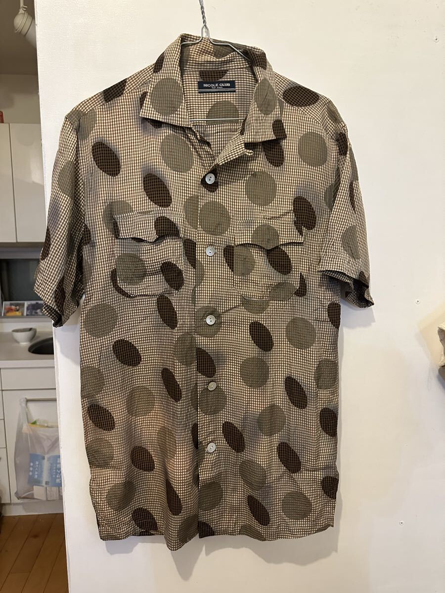 NICOLECLUB FOR MEN ニコルクラブフォーメンオープンカラーシャツ80'sビンテージ レーヨンシャツ 半袖シャツ拍卖
