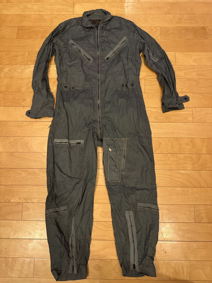 50s58年製USA製 実物 米軍 USAF K-2BフライングスーツL-Rつなぎ ビンテー黒タグ ツナギ オールインワンフライトスーツ 作業着拍卖