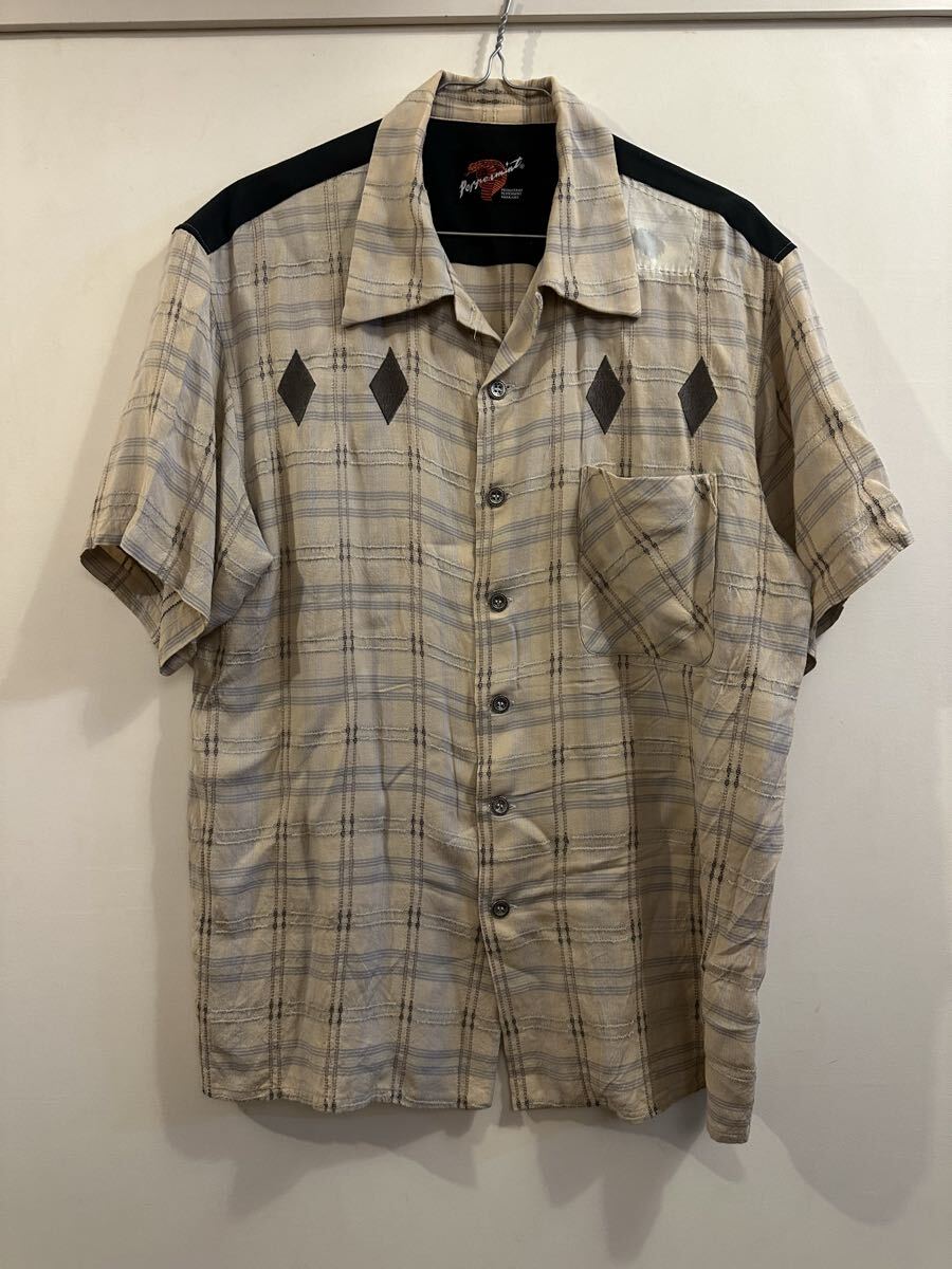 ペパーミントアーガイルシャツロカビリー ビンテージ50'sクリームソーダ 半袖シャツ拍卖