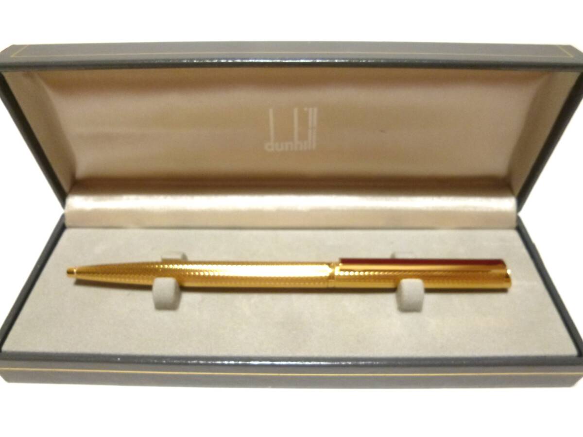 ダンヒル dunhill ジェムライン ボールペン WR275 ゴールド&レッド 極美品!!拍卖