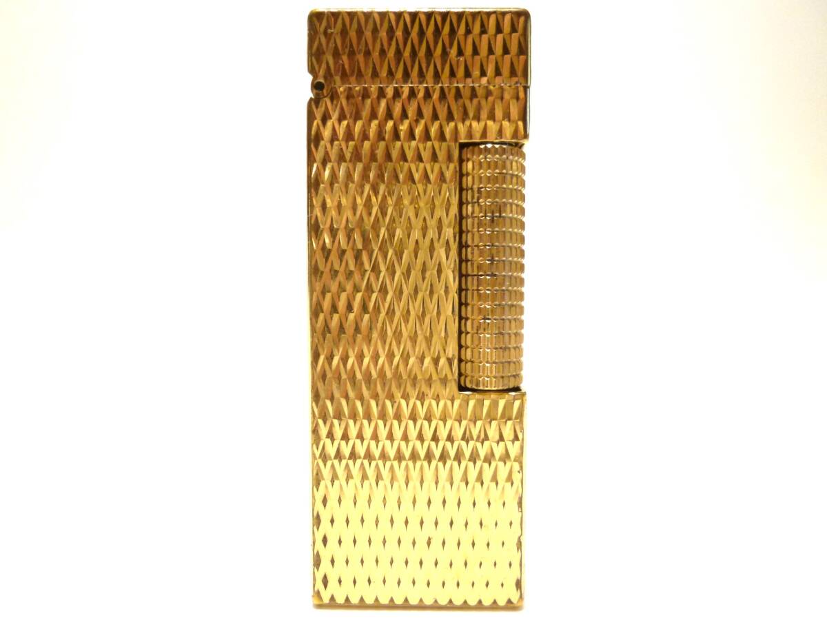ダンヒル dunhill ライター ダイヤカット ゴールド 着火OK 炎調整OK メンテナンス済み 美品!!拍卖