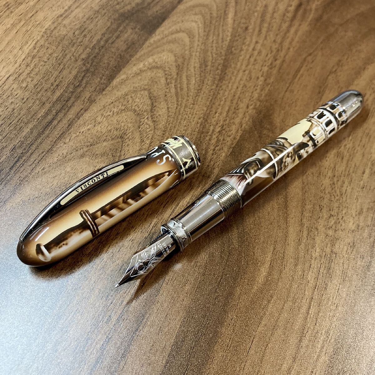 【希少】Visconti 万年筆 Mazzi Roma シリアルNo.055/限定206本 14金 Mニブ 箱 証明書付 ヴィスコンティ 手書き 1点物拍卖