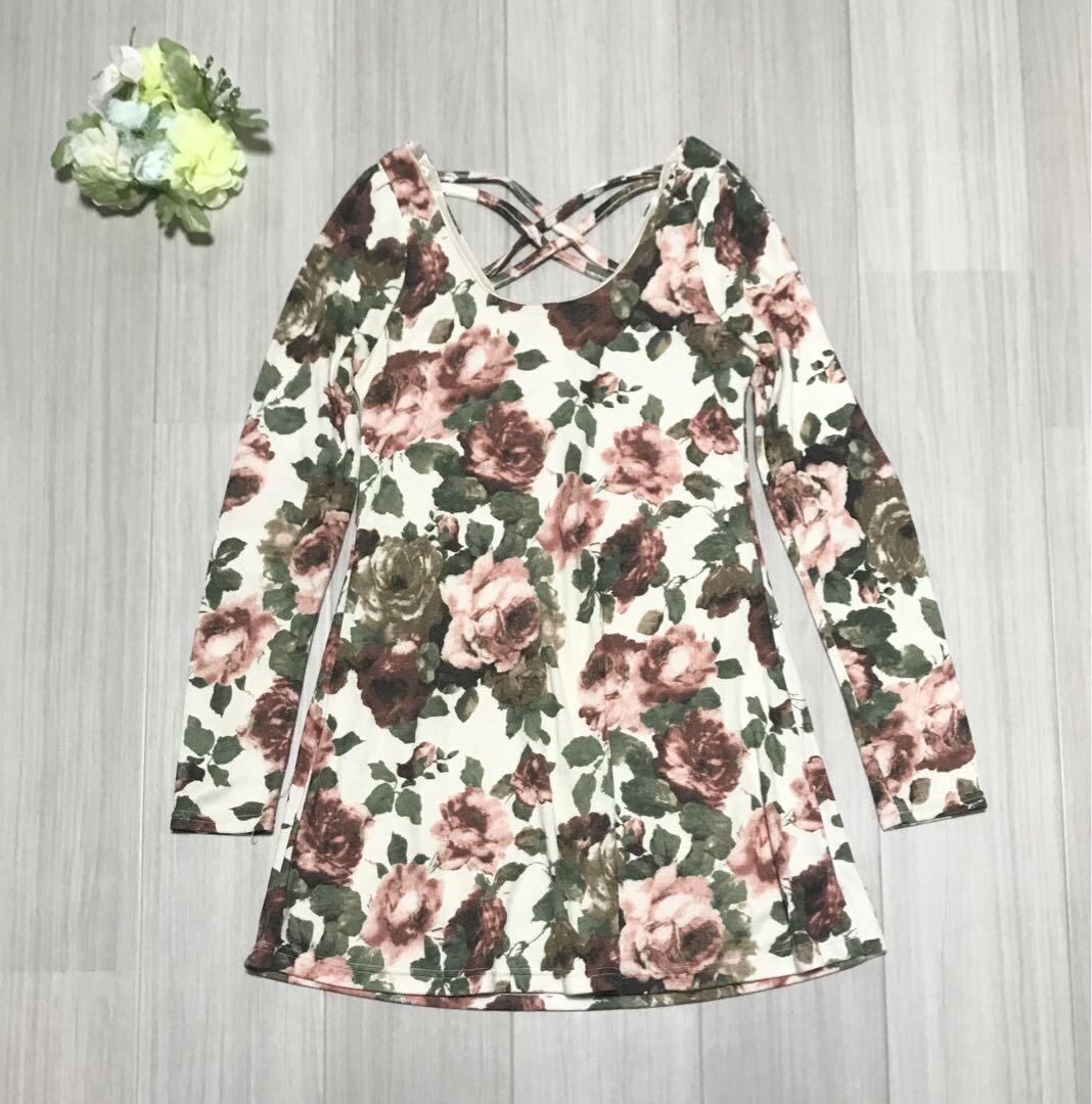 one way レディース 長袖 花柄カットソー サイズM b0481拍卖