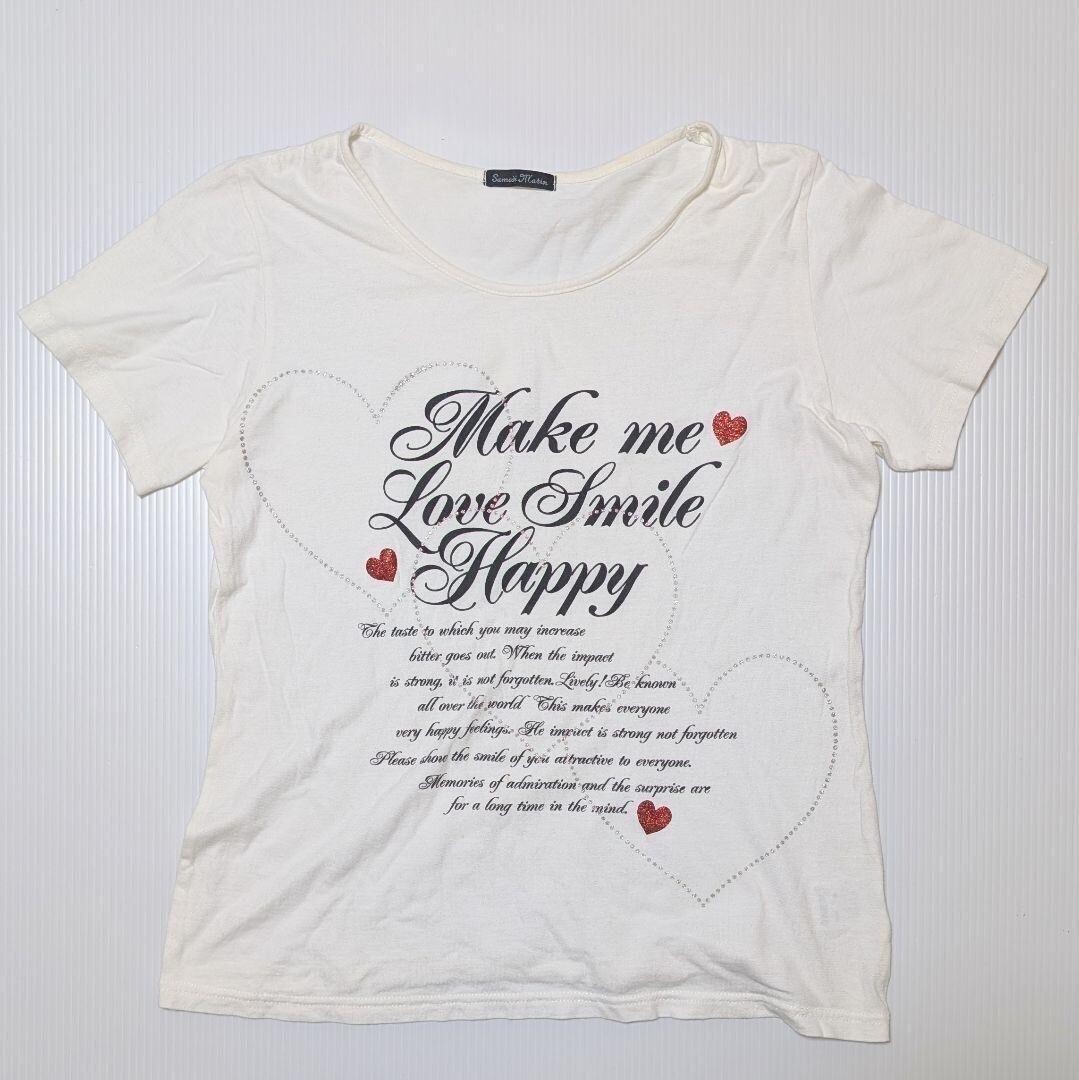 samedi matin ハートプリントTシャツ サイズL バスト86〜94cm 身長154〜162cm a054拍卖