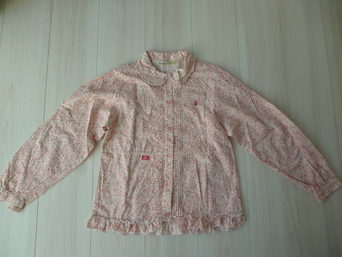 【ファミリア】fdash丸襟お花のブラウス ピンク★150cm★拍卖