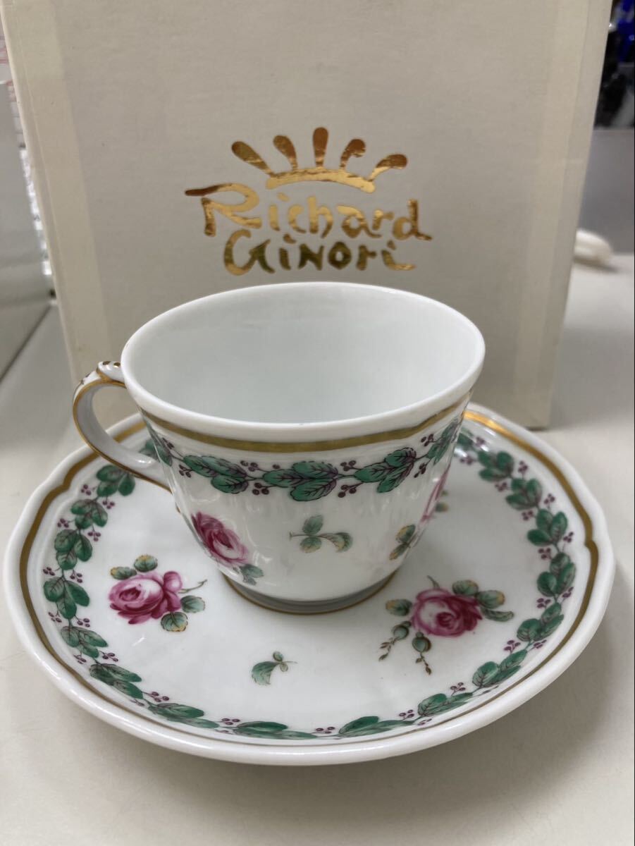 S【6E114】 美品 リチャードジノリ Richard Ginori カップ&ソーサー 1客 直径7cm 高さ5.5cm拍卖