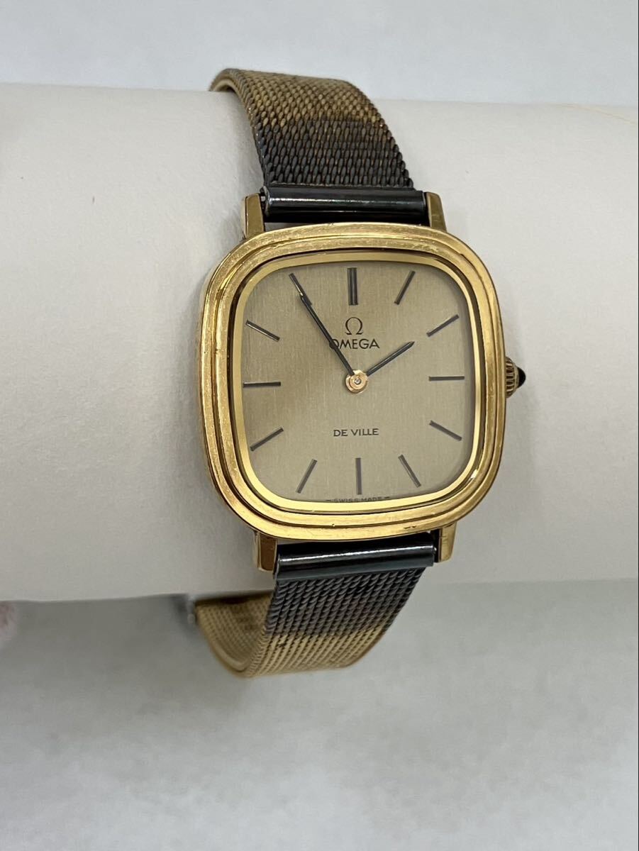 A【7E72】オメガ OMEGA 腕時計 デヴィル ゴールド 6020GF DE VILLE スクエア クオーツ 高級時計 クォーツ デビル拍卖
