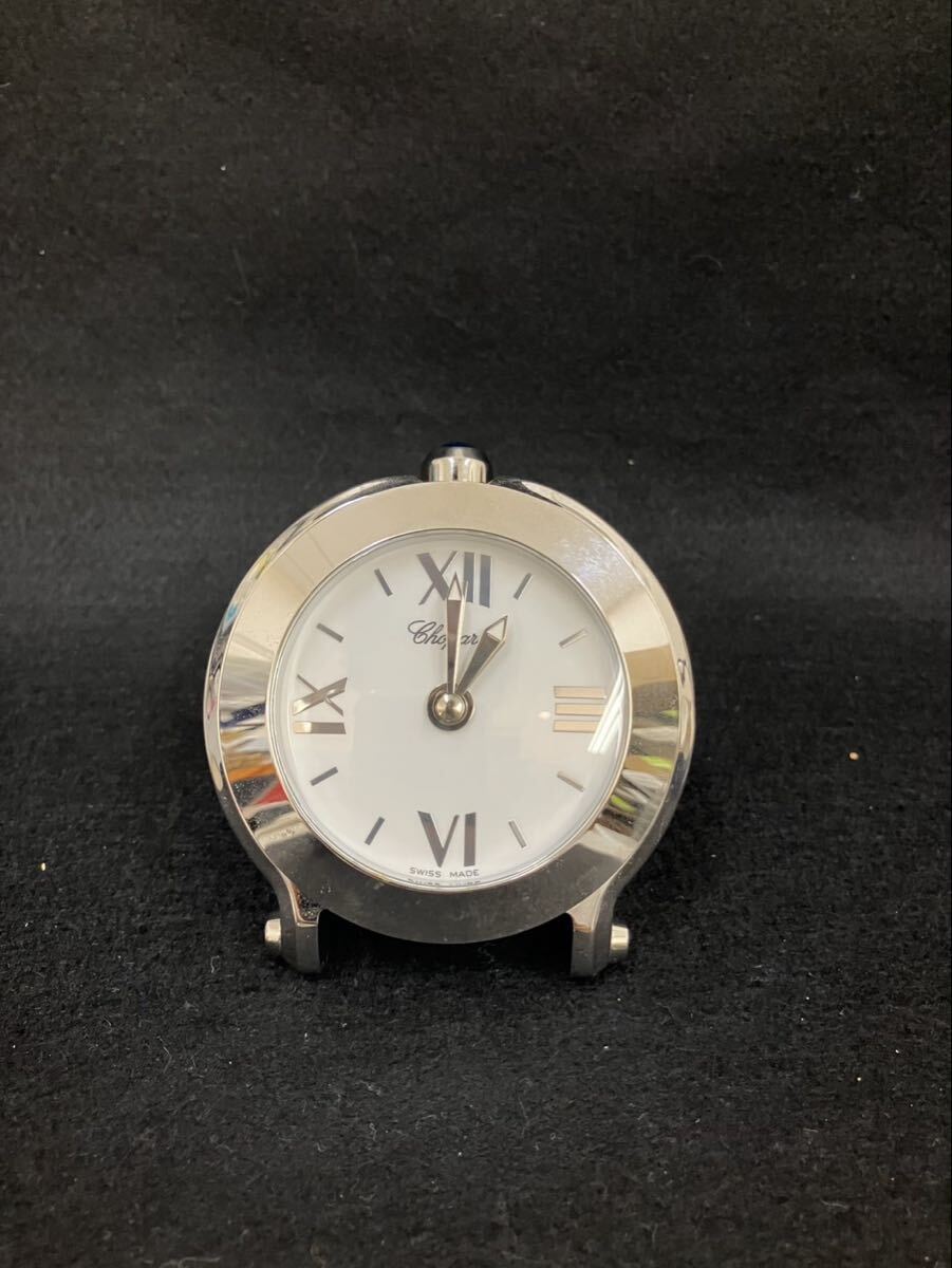 A【8E159】Chopard ショパール テーブルクロック シルバー クロック 電池式 箱 ケース 有り クォーツ 時計 置時計 拍卖