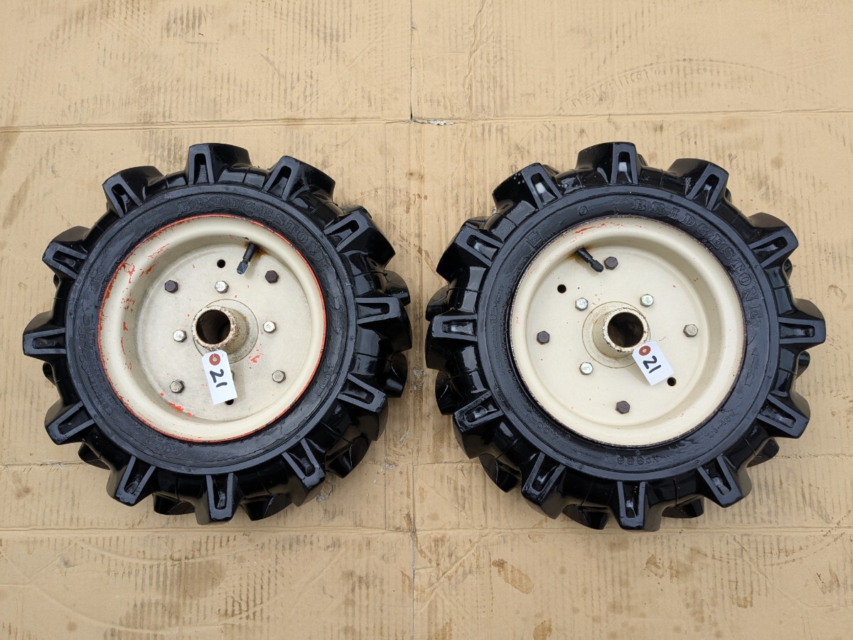 耕運機 タイヤ 管理機 4.00-9 中古 2本セット ブリジストン ホイール タイヤ トラクター 耕うん機 マメトラ 3.50 バリ山拍卖