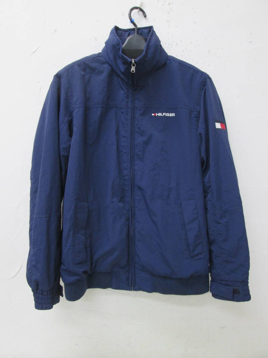 (92)♪TOMMY HILFIGER トミーヒルフィガー メンズ フード収納 ナイロン ジャケット 裏地メッシュ サイズS ネイビー拍卖
