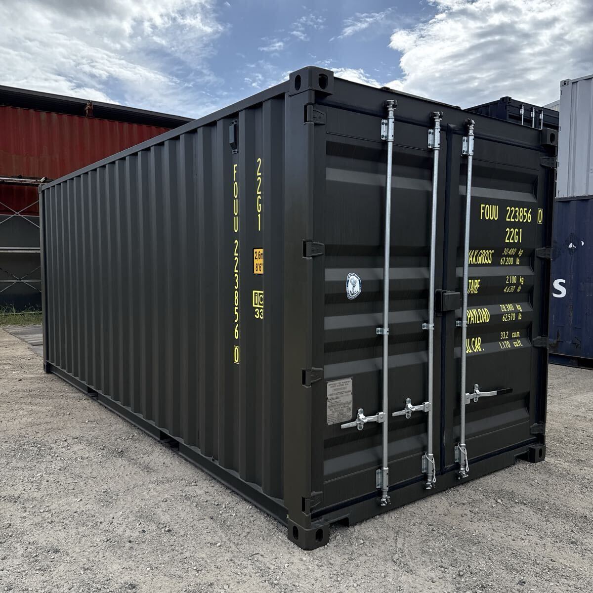 即納品可能20ft新品(ワンウェイ)OD色 コンテナ倉庫 コンテナ物置 バイクコンテナ拍卖