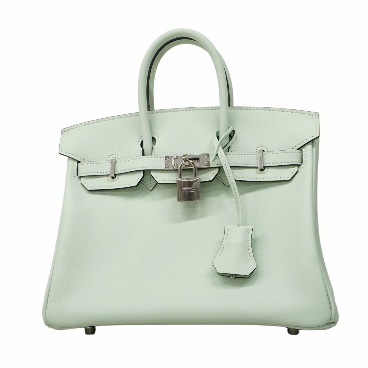 ★SALE【5ib2209-e-g】エルメス ハンドバッグ バーキン25 スイフト ヴェールペパーミント シルバー金具 K刻印【中古】レディース拍卖