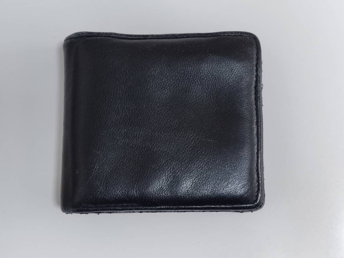 【送料無料】表面羊革 本革皮革レザー2つ折り折りたたみ財布 札入れ小銭入れ カードケース ブラック系色 1個拍卖