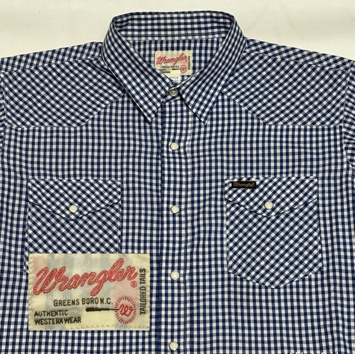 90's Wrangler ギンガムチェック コットン ウエスタンシャツ Lサイズ ビンテージ古着 90年代 ラングラー カウボーイ 70's 80's western拍卖