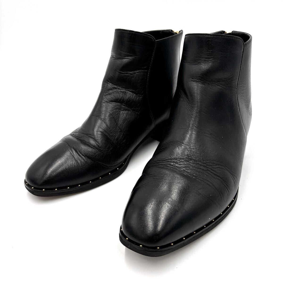 S * 日本製 '人気デザイン' DIANA ダイアナ 本革 バックジップ / ショート ヒール ブーツ 革靴 22cm KW レディース 婦人靴 シューズ拍卖