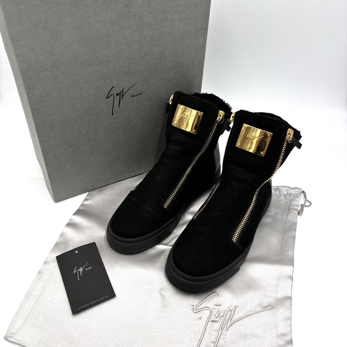 * 美品 付属品完備 Giuseppe Zanotti ジュゼッペザノッティ LONDON SC UOMO SBINGO 裏ボア 本革 ムートン ショート ブーツ EU41 26cm拍卖