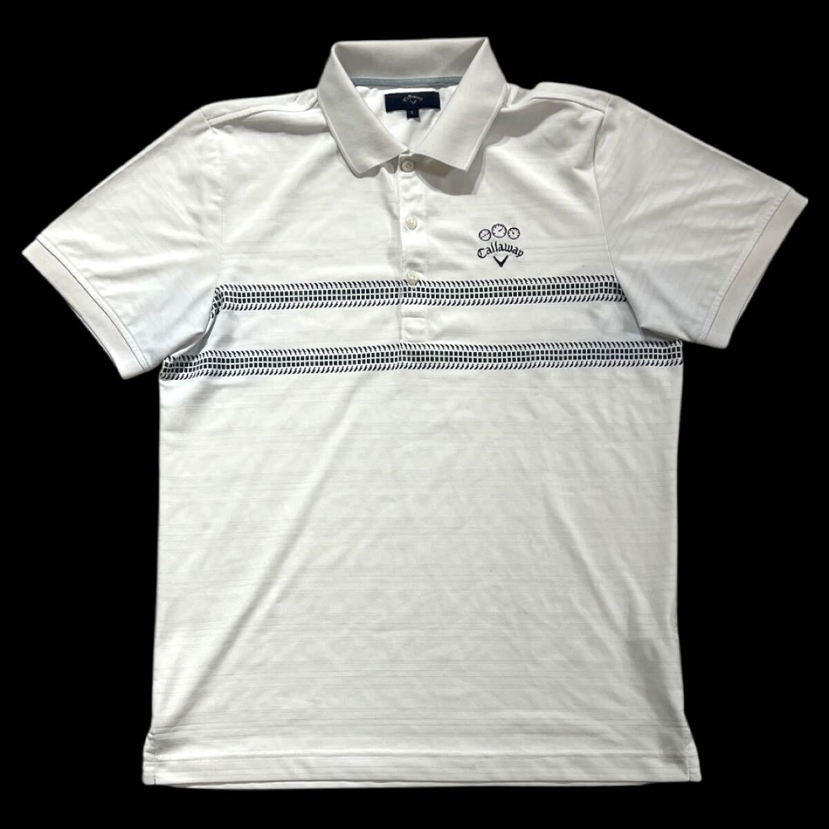 送料無料 ■ Callaway キャロウェイ ■ ロゴ 刺繍 速乾 半袖 ゴルフ ポロシャツ ホワイト L拍卖